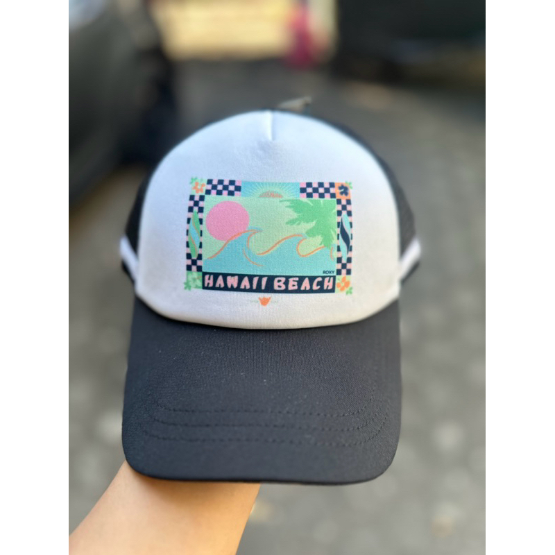 ROXY topi cap trucker hitam putih NEW ORIGINAL 100%