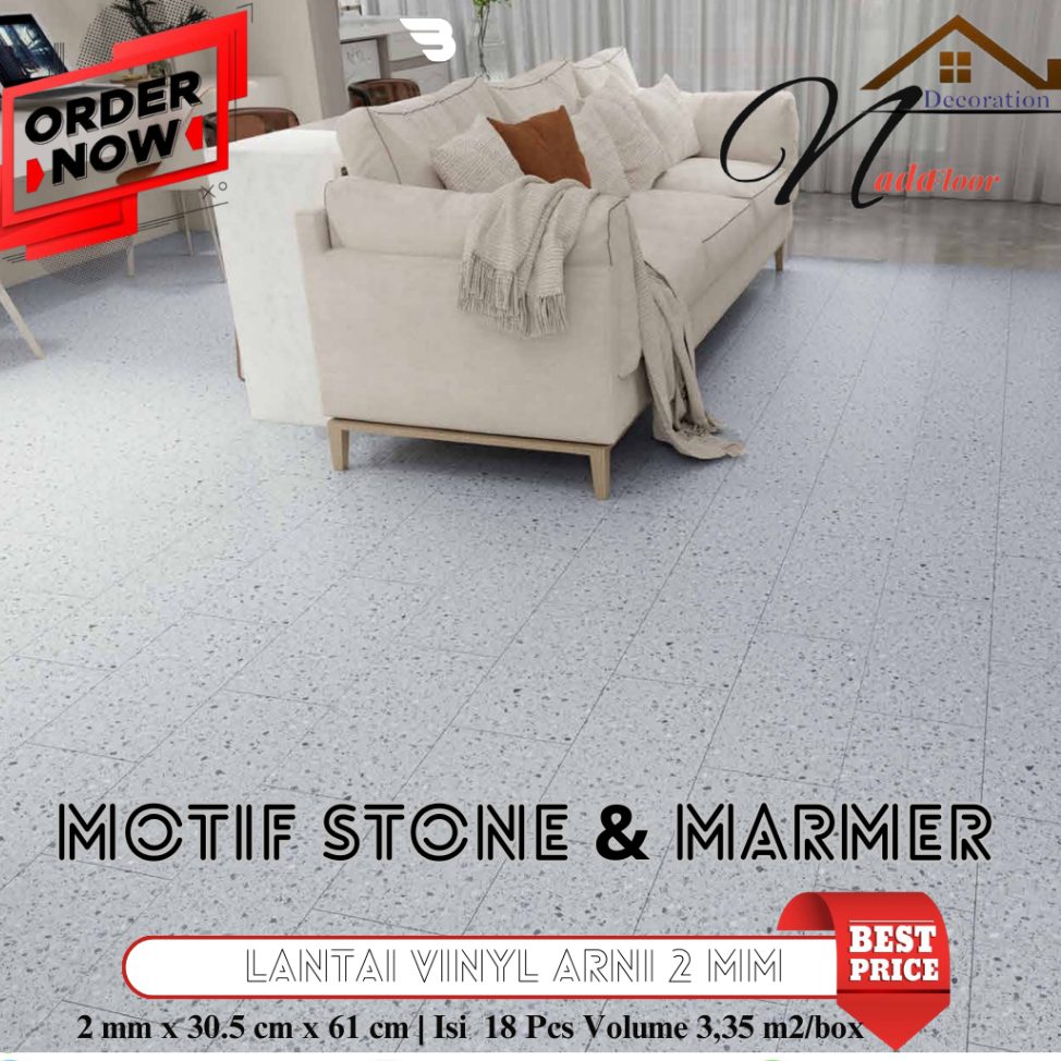 lantai vinyl tile motif semen dan marmer | vinyl flooring tebal 2 mm harga perbox