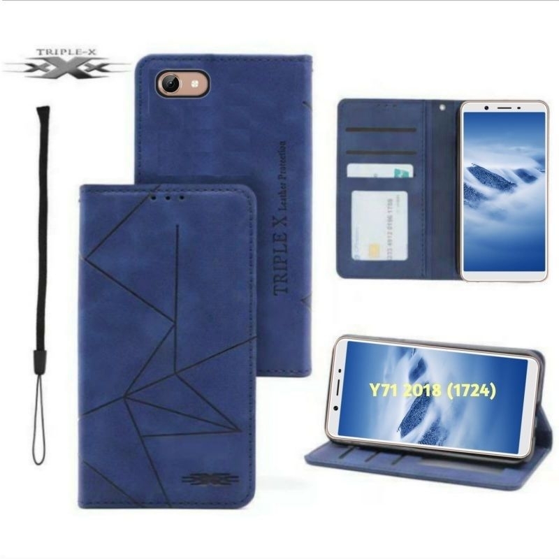 Case Flip cover Magnet Vivo Y71 Model Dompet Bahan Kulit Leather Case Pelindung Hp