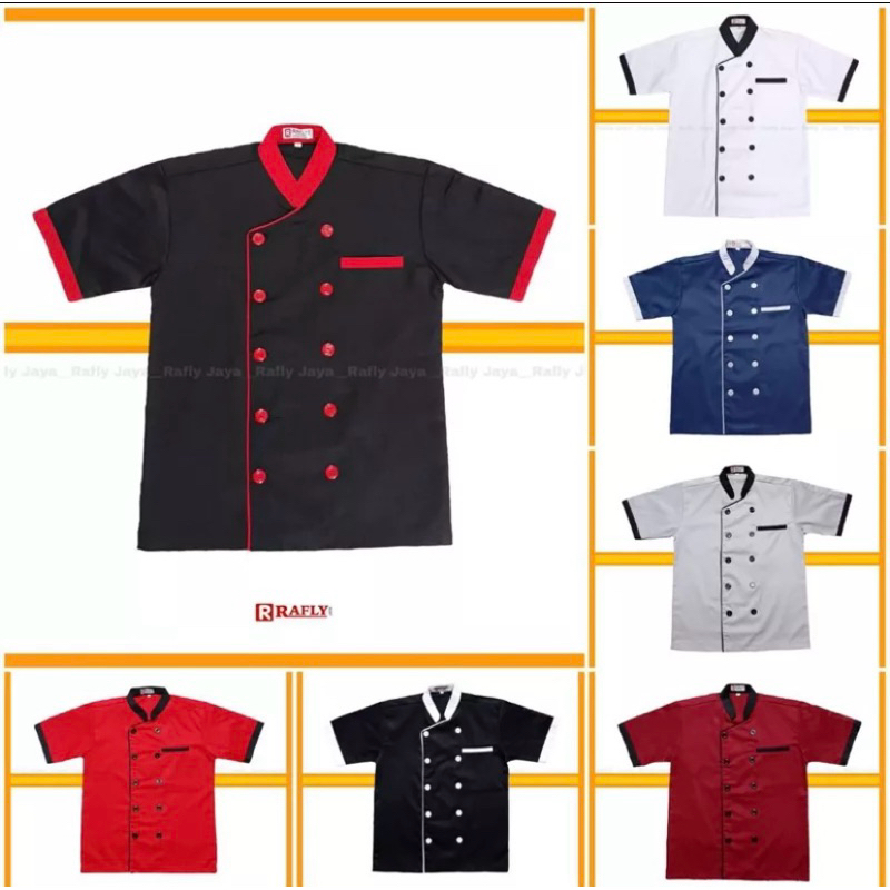Chef Jacket - Baju Koki Lengan Pendek Pria Wanita - Baju Cook - Seragam Koki