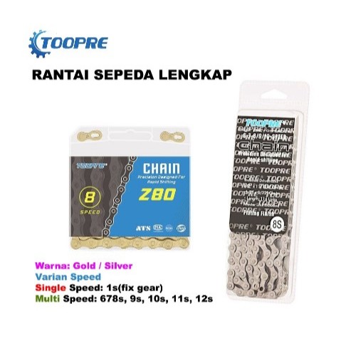 Toopre Rantai Sepeda Lipat MTB Roadbike Fixie Speed 1 sampai 12 Speed