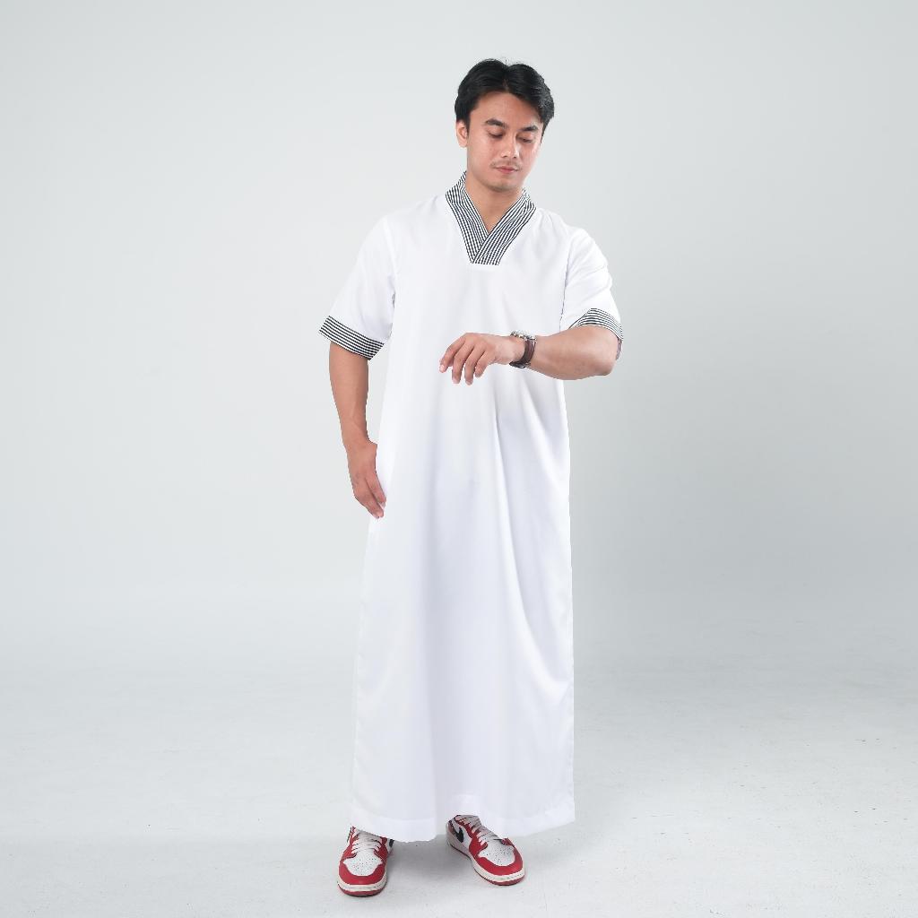 FAST DELIVERY JUBAH PRIA GAMIS SLIMFIT PRIA LENGAN PENDEK JUBBA JUBAH PRIA MUSLIM LENGAN PENDEK