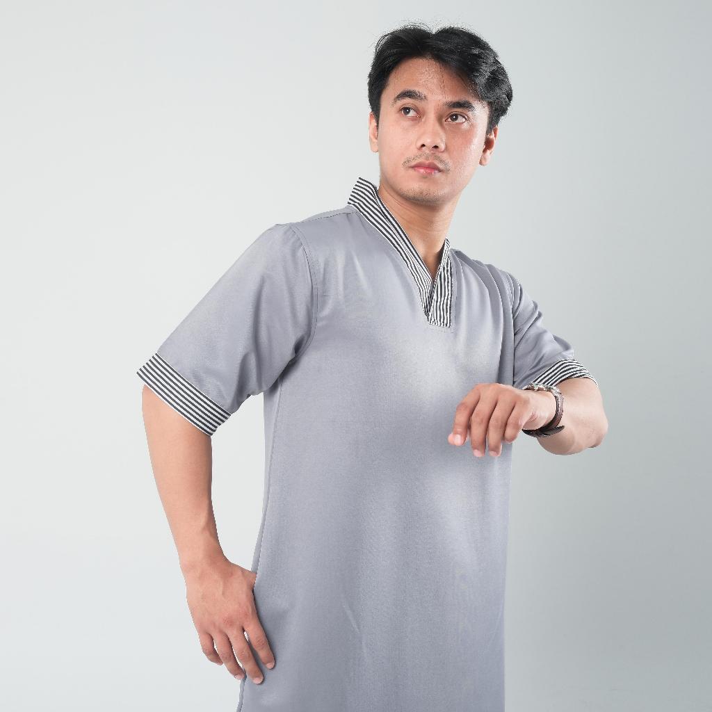 promo jubah pria gamis slimfit pria lengan pendek jubba jubah pria muslim lengan pendek busana
