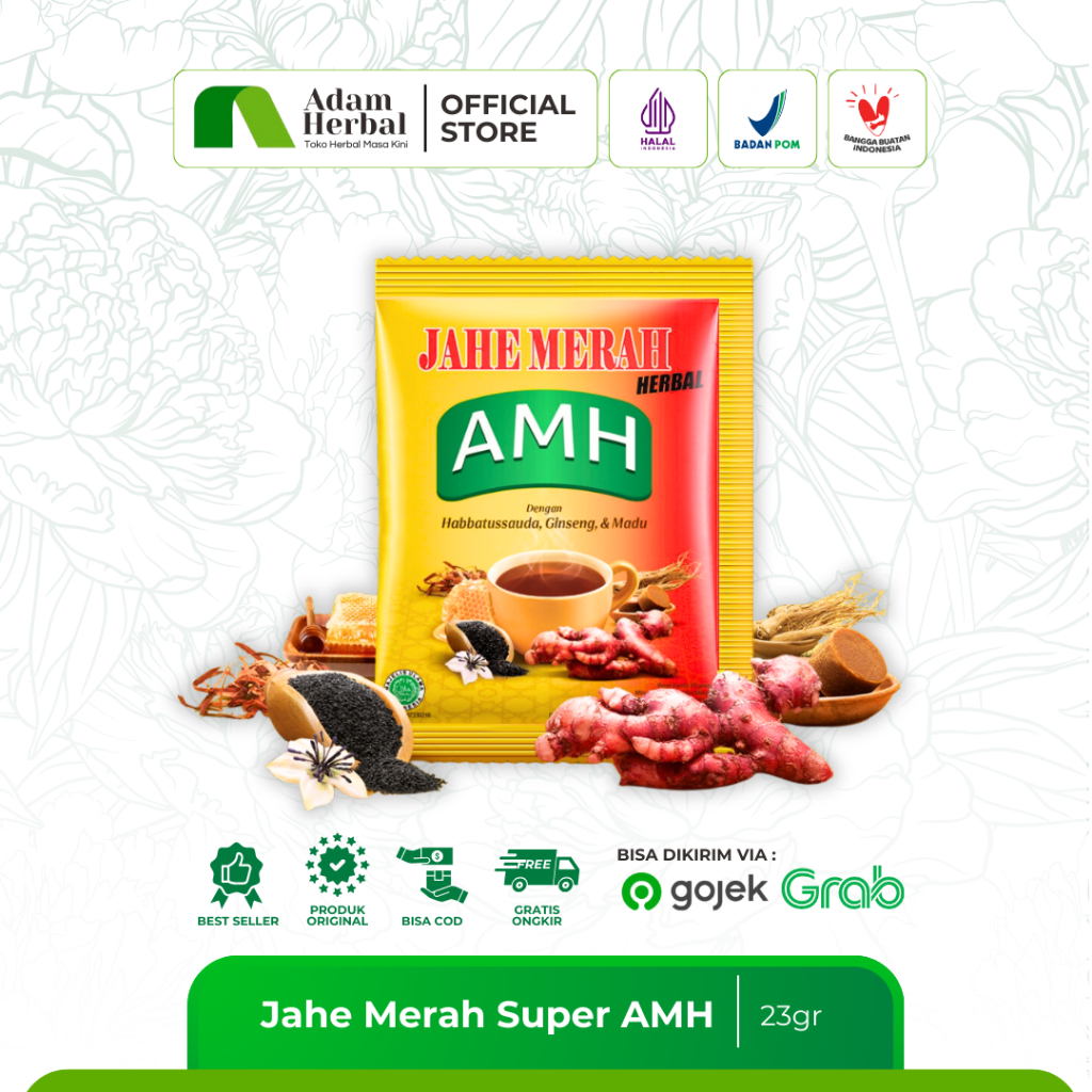 

Jahe Merah Super AMH 1 renceng isi 10 sachet 23gr - Minuman Herbal Penambah Daya Tahan Tubuh