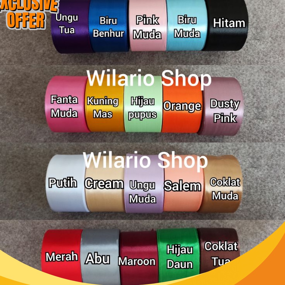 

SUPER 1 ROLL Pita Satin 5 Cm Pita Satin 2 Inch Pita saten 5 cm
