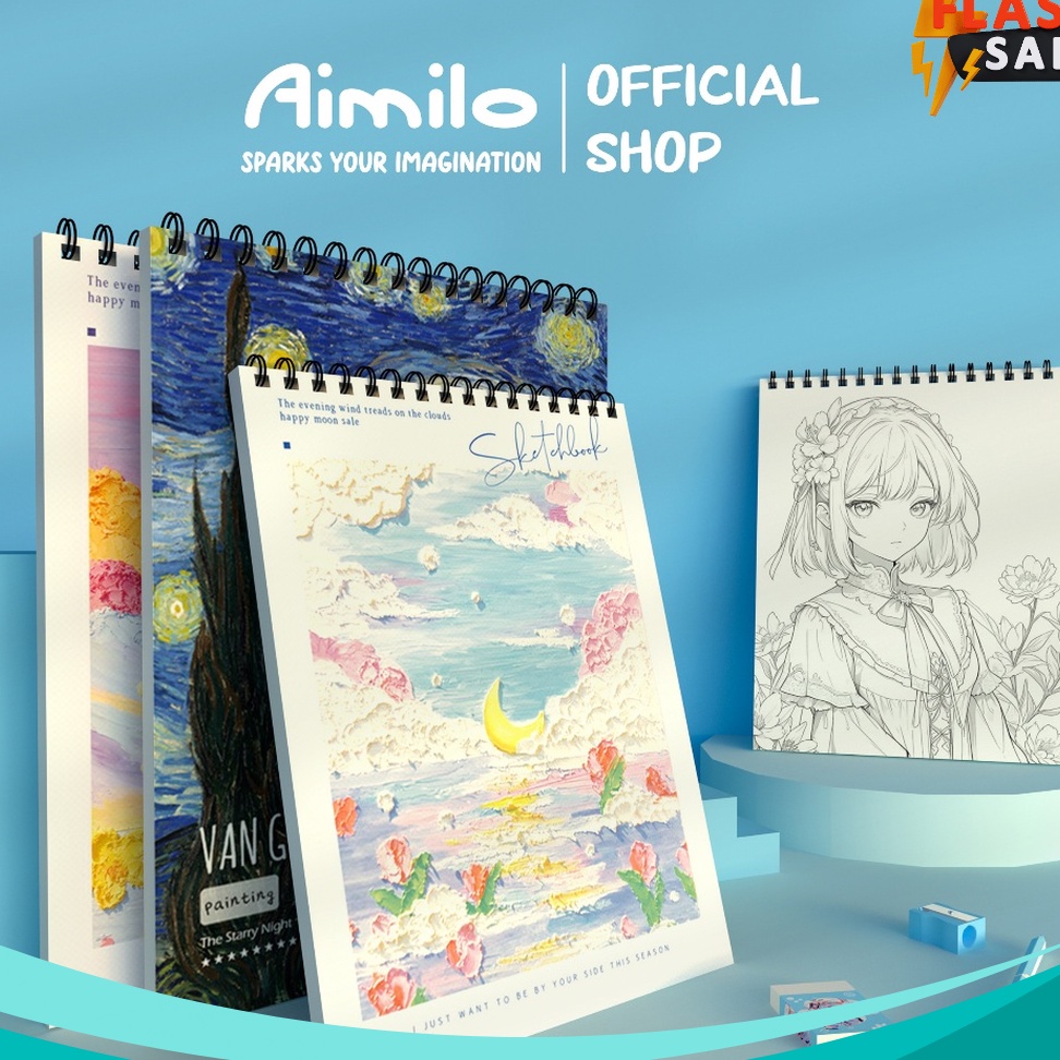 

SPONTAN READY Aimilo Sketchbook A4 Aesthetic Buku Gambar Vertikal Jilid Spiral 45 Lembar9 Halaman