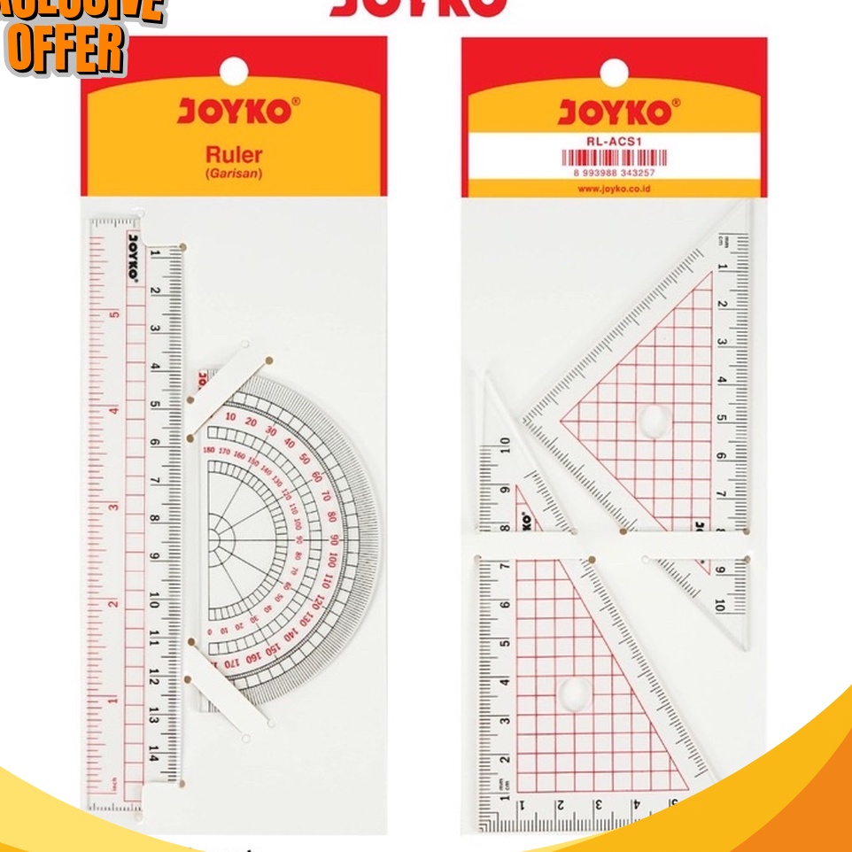 

CEPAT Acrylic Ruler Set Pengaris Busur RLACS1 1 SET 4 PCS