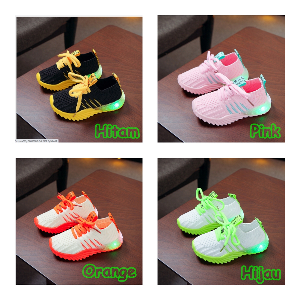 TANPA LAMPU Sepatu Anak Laki Laki / Sepatu Anak Perempuan / Sepatu Anak Lampu Led Cowok Cewek 1 - 4 