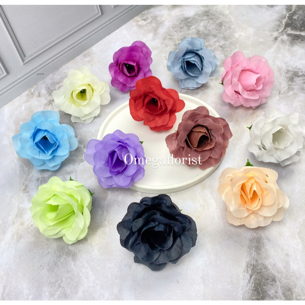 [1 PCS] Kuntuman Mawar Polyn - Kelopak Bunga Mawar dan Tangkai Polos Artificial Satuan PCS  Dekorasi