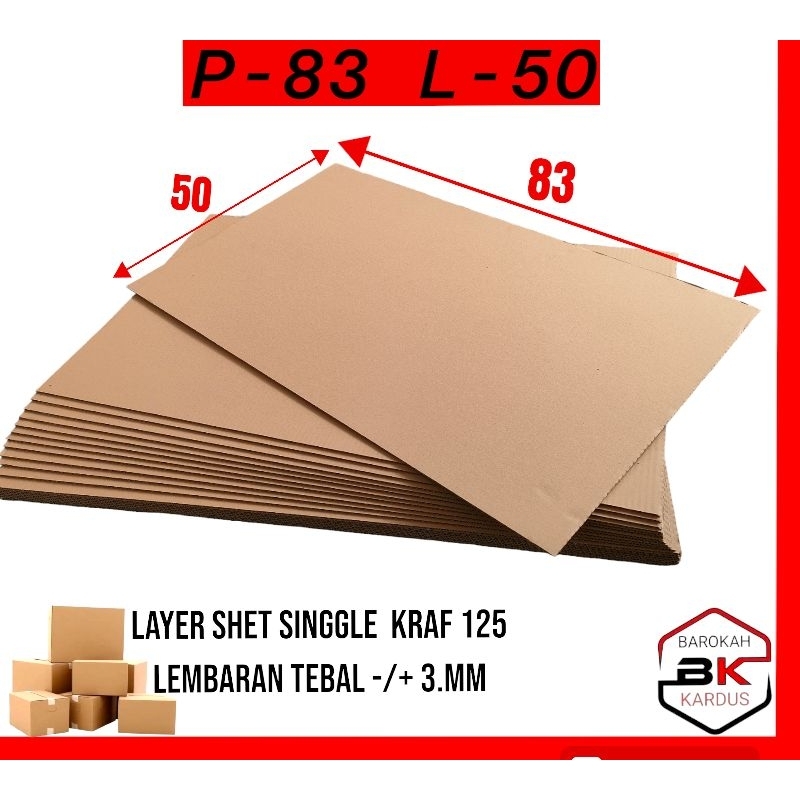 Kardus Lembaran  83x50 Cm / Kardus Box Packing Polos Tebal Premium