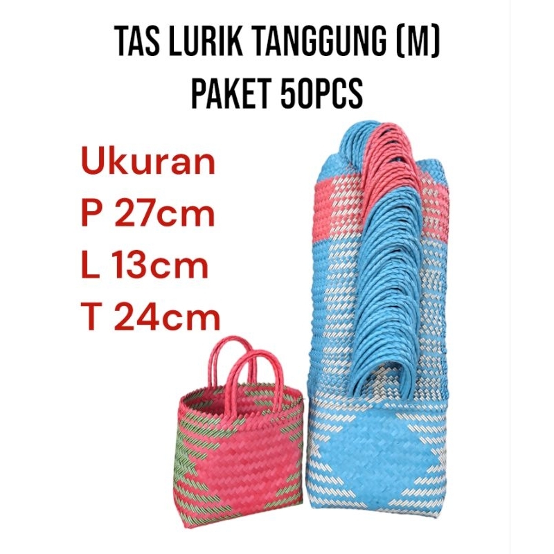 tas paket hemat lurik tgg (50pcs),tas anyaman plastik,tas pasar,tas sovenir
