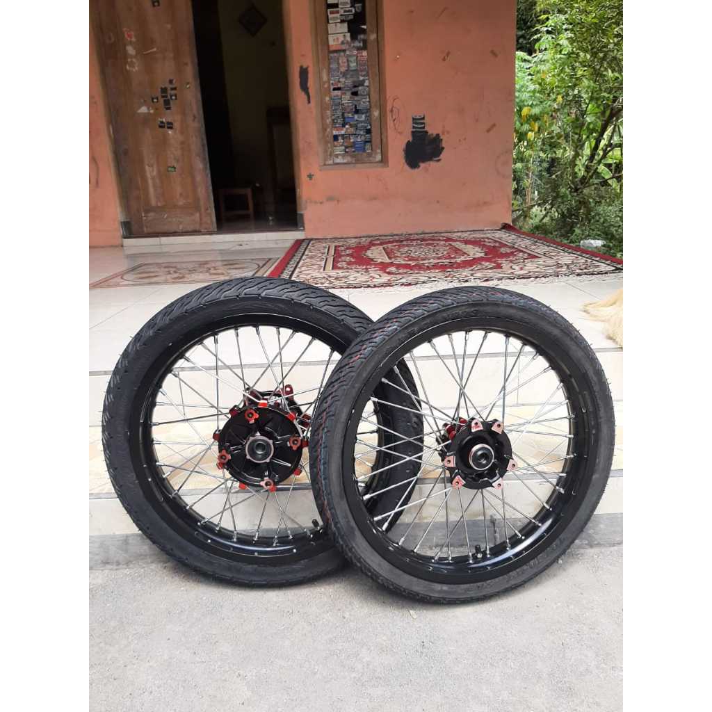 Wheelset Semi Cacing CRF 185/215 Roda Set Surex CRF150L Murah Paket Hemat