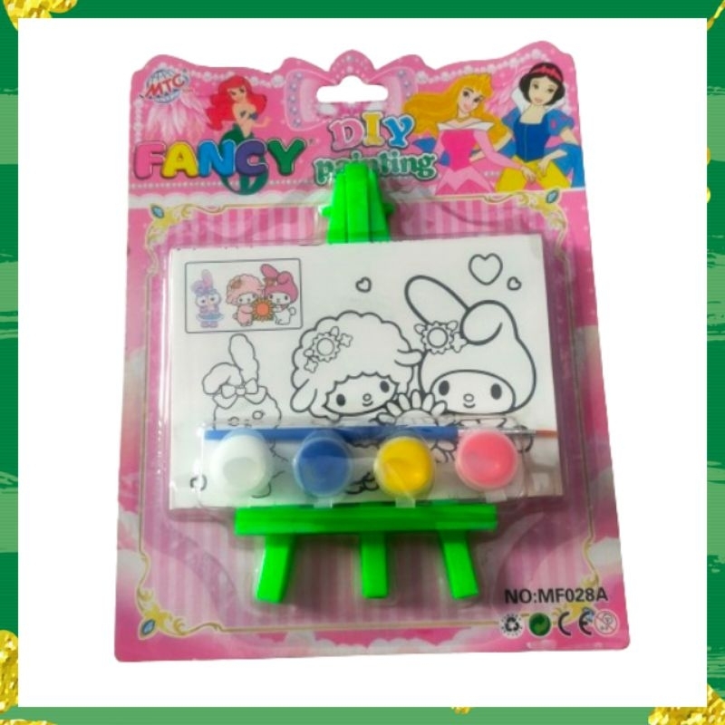 1 pcs mainan edukasi papan lukis set nelukis anak dengan stand easel mewarnai cat Toys
