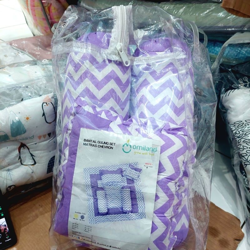 Omiland Bantal Guling Set Matras Chevron