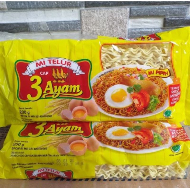 

Mie Telor Cap 3 Ayam 200 Gram