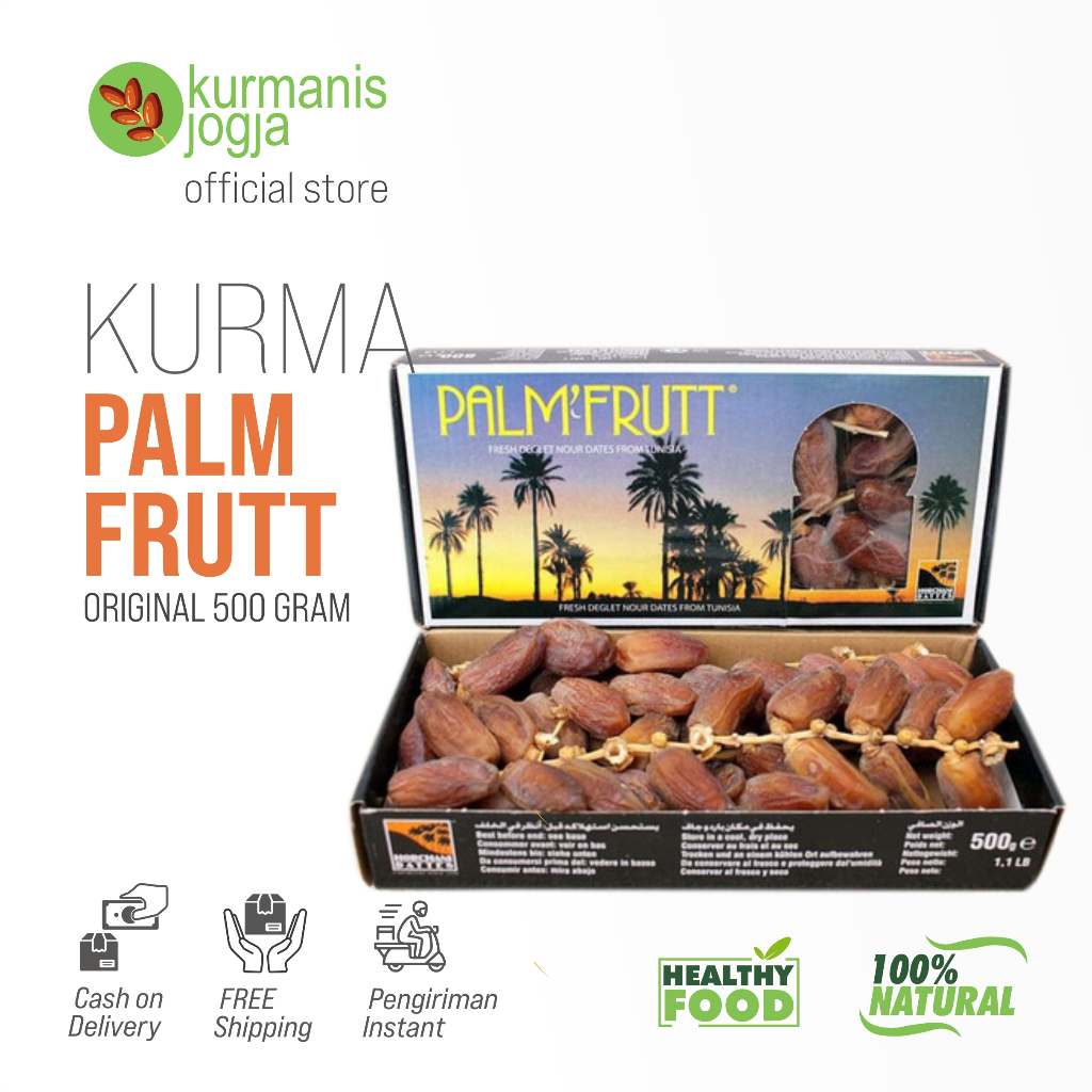 

Kurma Tunisia Tangkai Palm Frutt Fruit 500 gr Deglet Nour Premium 100% Original