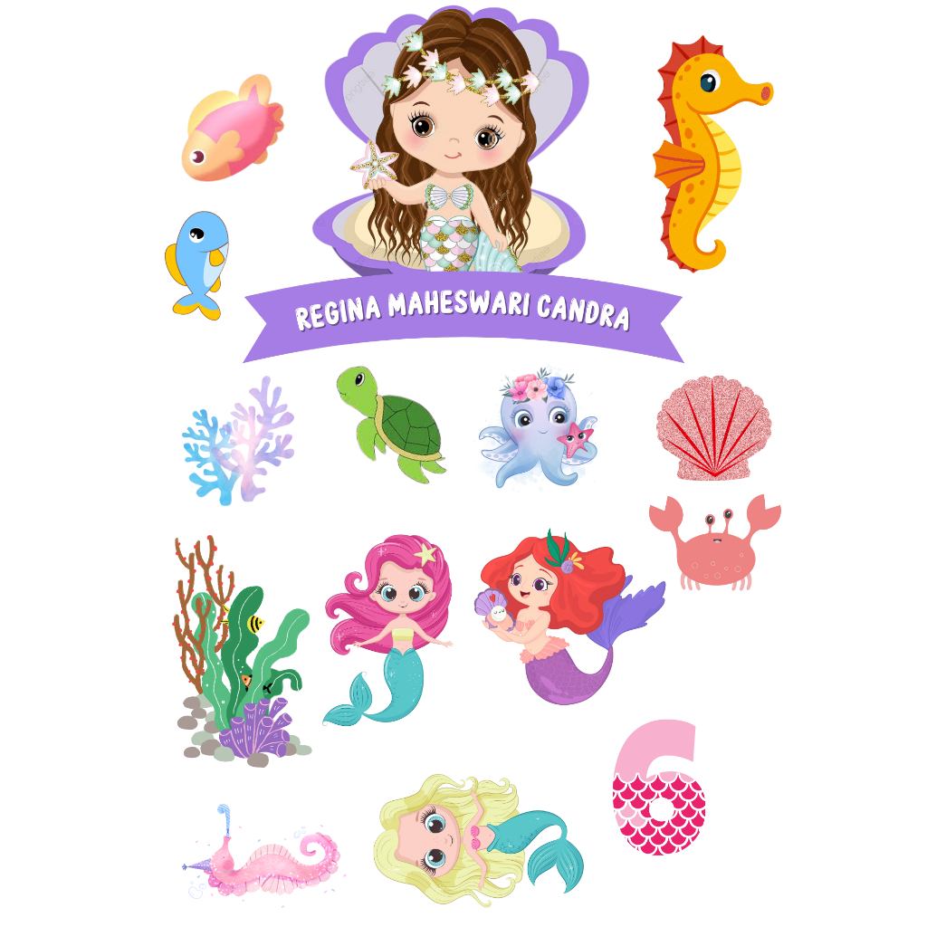 Topper Kue Ulang Tahun Anak Tema Little Mermaid