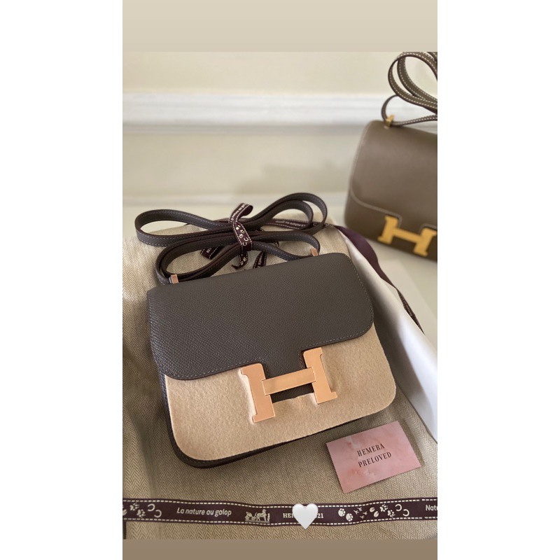 Cons 18 Grey White Epsom Crossbody Sling Bag