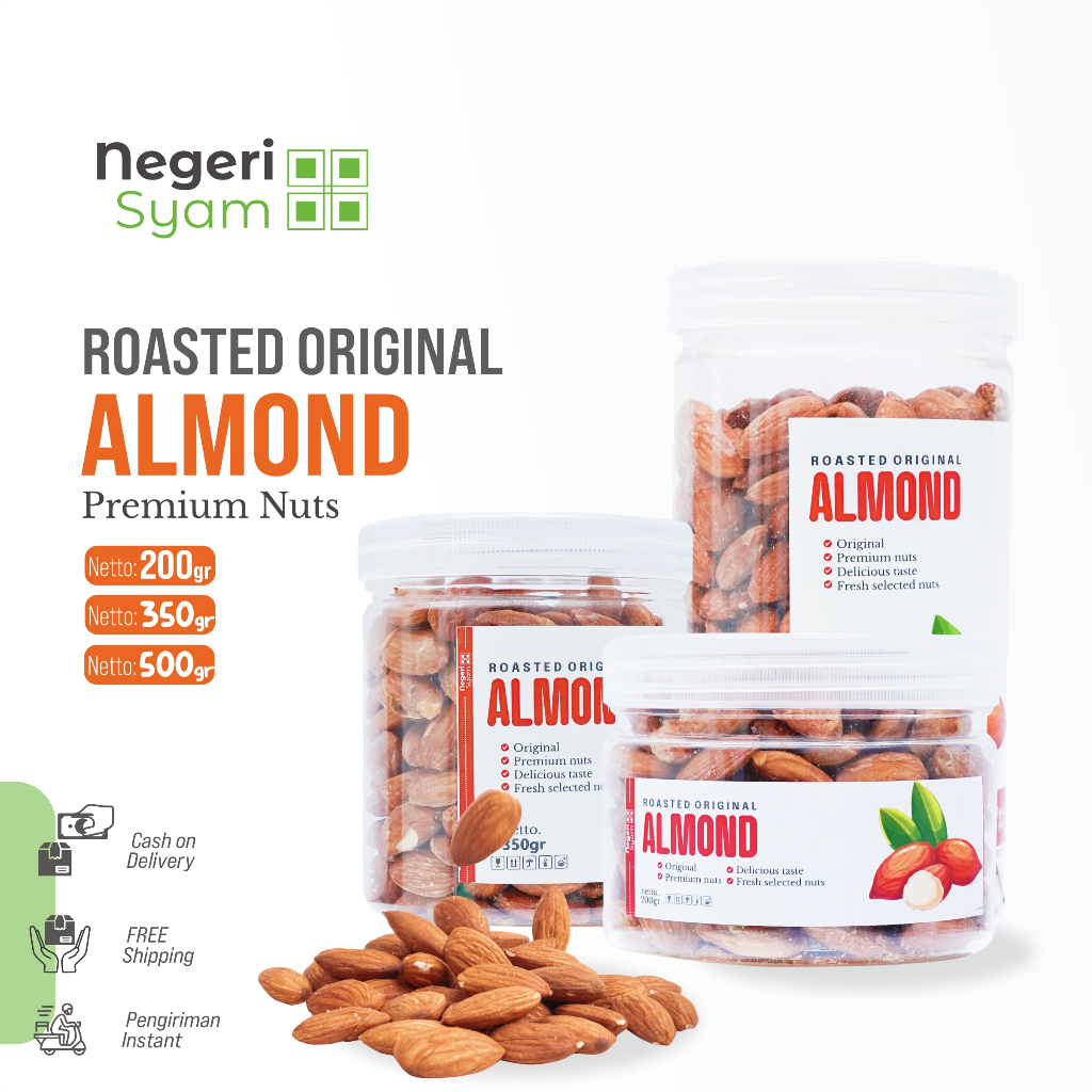 

Kacang Almond Panggang MATANG KUPAS Organik Premium - Cemilan sehat siap makan