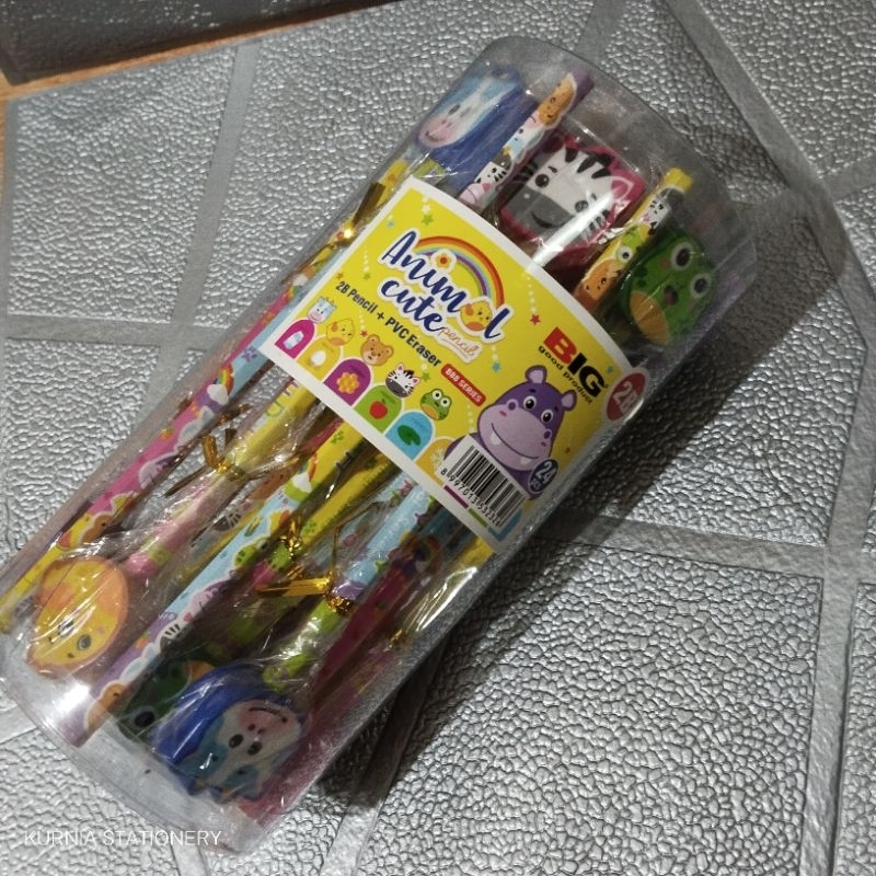 

SEADA (24 PCS) dan SELUSIN (12 PCS) Pensil + Eraser BIG good Product Animal Cute 888 SERIES Pencil 2B Pencil + PVC Eraser