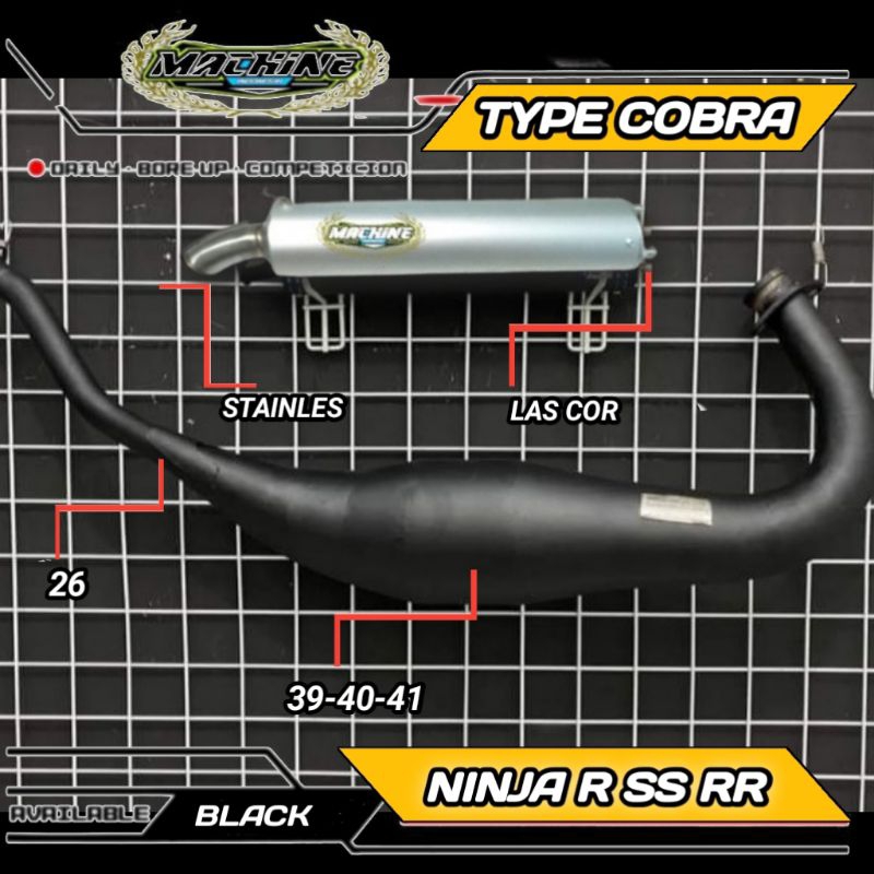 KNALPOT NINJA R SS RR COBRA MEDIUM LAS BLACK SERIES ORIGINAL MACHINE BUKAN CMS RS1