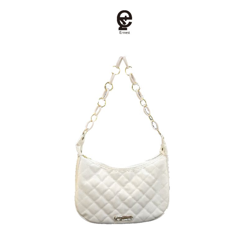 Ermest bag Tas Selempang Vintage Rantai Slingbag wanita hitam putih
