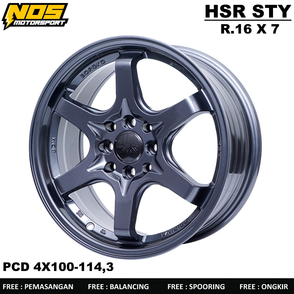 Velg mobil avanza HSR STY ring 16 lubang 4 warna black chrome r16 lebar 7