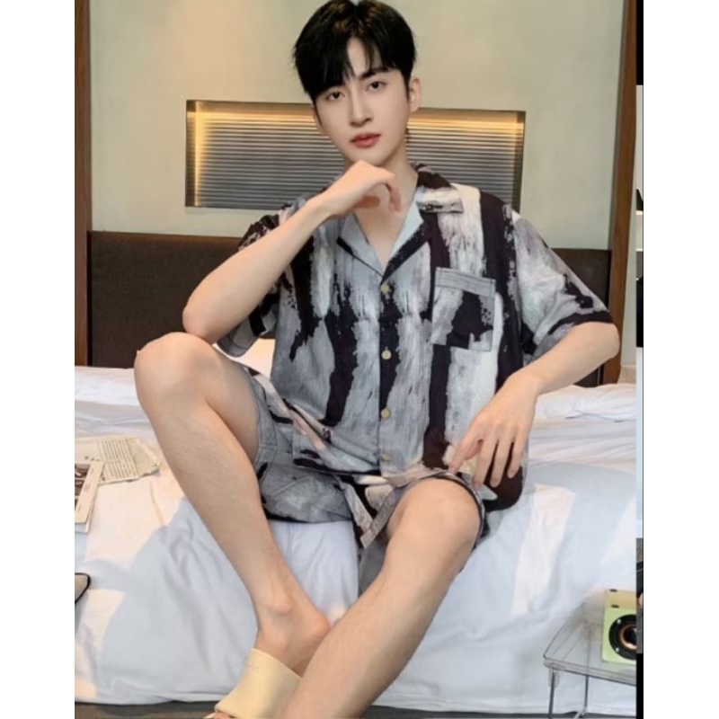 new promo terbaru piyama set pria wanita hp lengan pendek celana pendek ukuran jumbo import