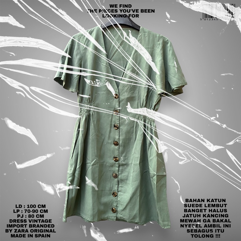 ZARA ORIGINAL/IMPORT DRESS PREMIUM KOREAN LOOK/KOREAN STYLE/SAGE DRESS PREMIUM/SAGW GREEN DRESS PREM