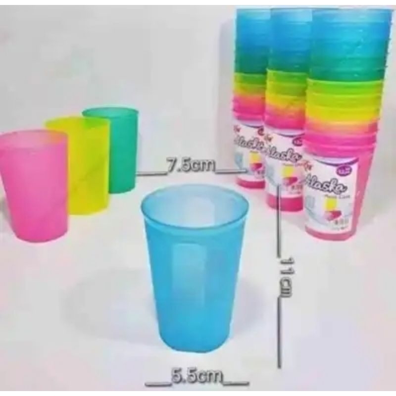 12 Pcs Gelas Plastik Tebal Ukuran Besar/Gelas Minum /Gelas Travel /Gelas Alaska