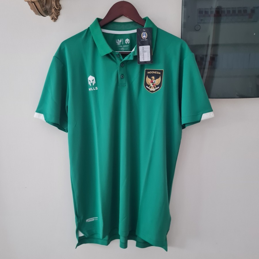 Kaos Shirt MILLS Polo Timnas Indonesia 2022/24 Green Original 100% BNWT