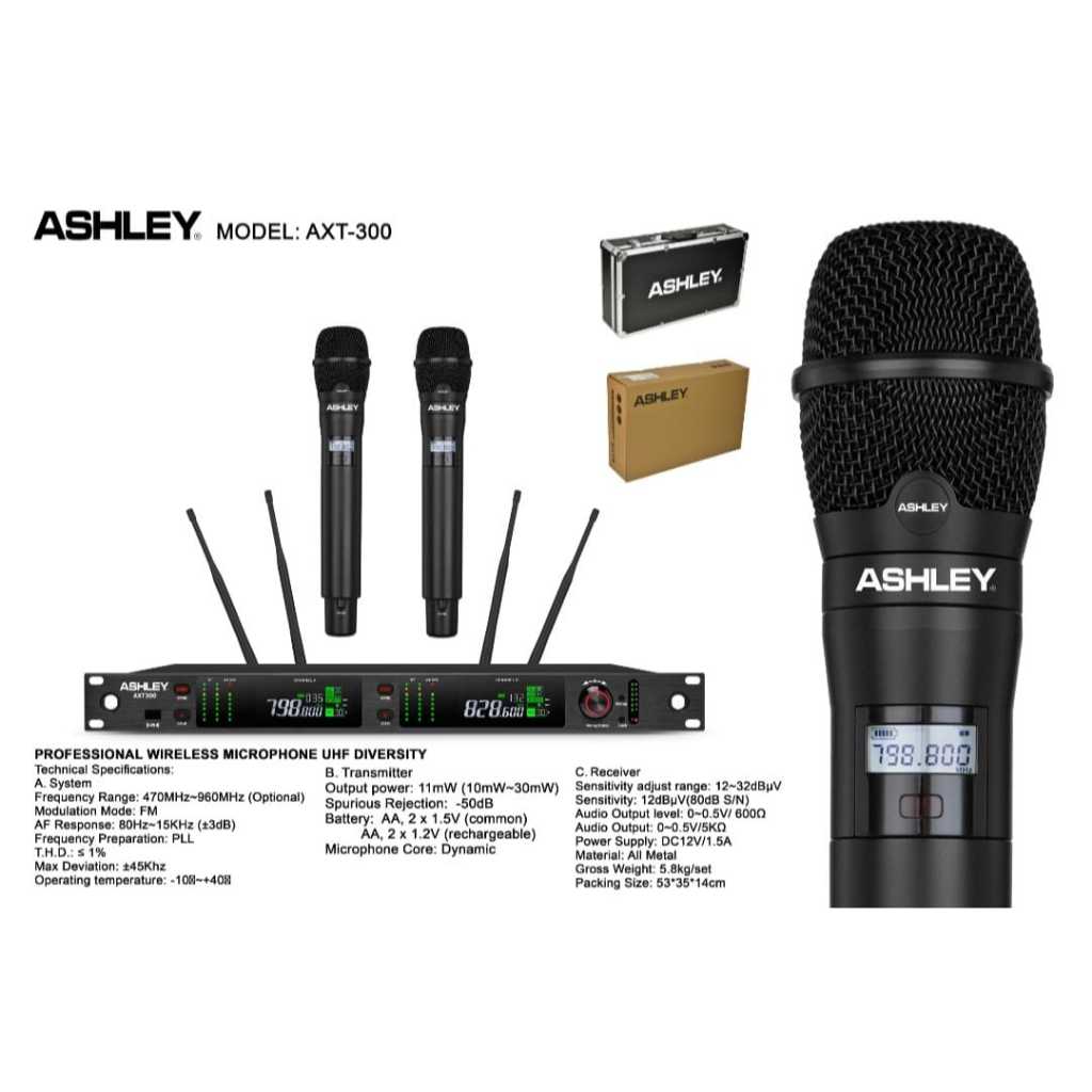 Mic wireless Ashley axt 300 mik karaoke werles ashley axt300 mic recharge