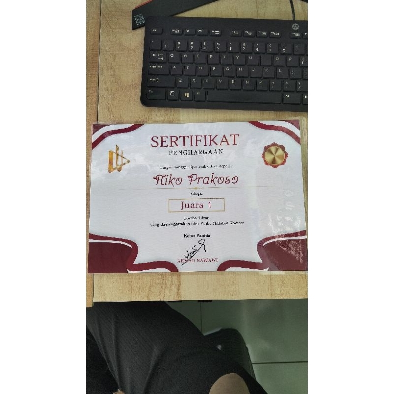 SERTIFIKAT PENGHARGAAN CUSTOM