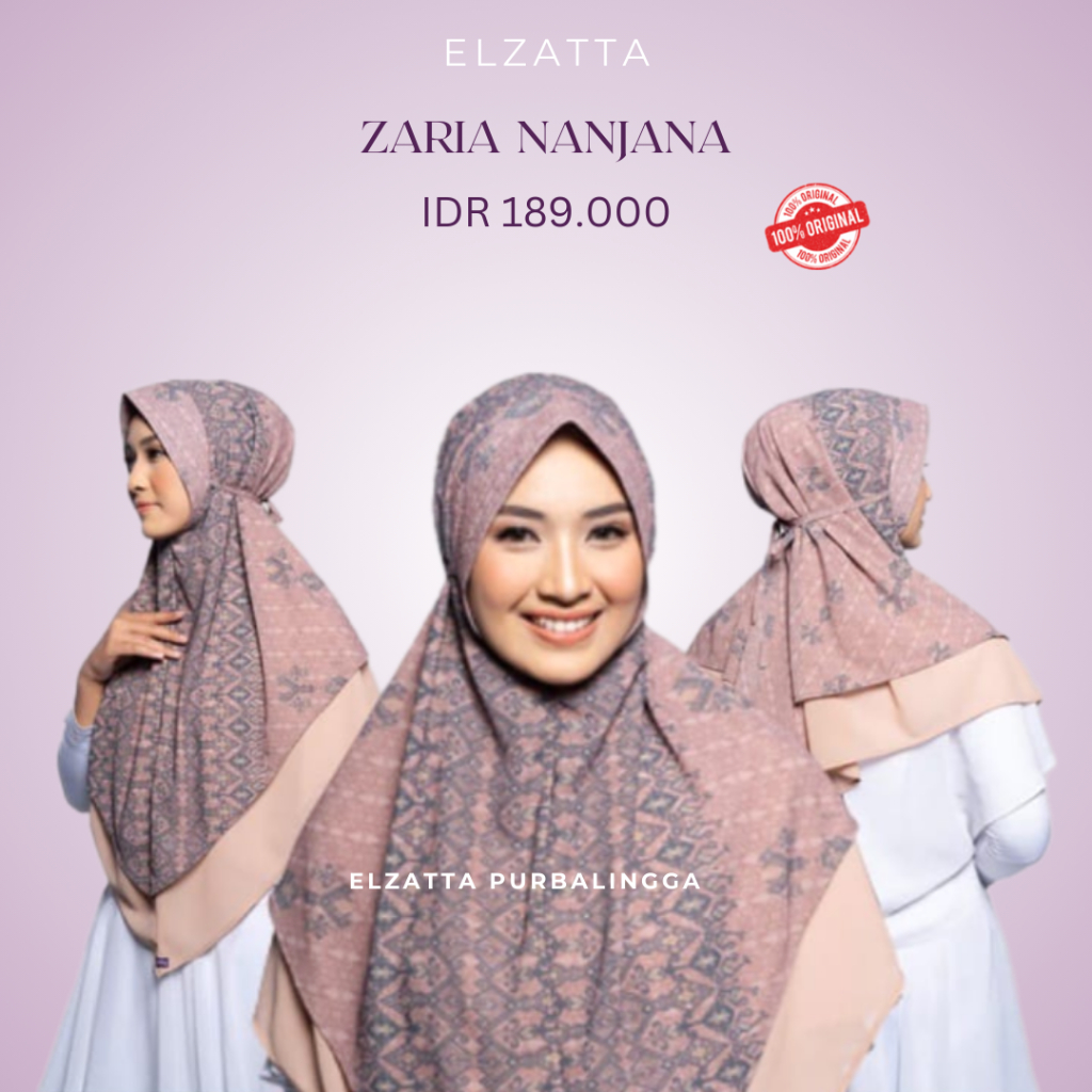 Hijab Bergo Instant Motif Wanita  Elzatta Best Seller Zaria Nanjana