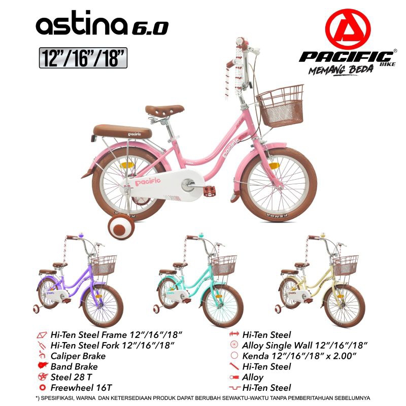 SEPEDA ANAK PEREMPUAN 12 16 18 INCH PACIFIC ASTINA 6.0 / EXOTIC 9986
