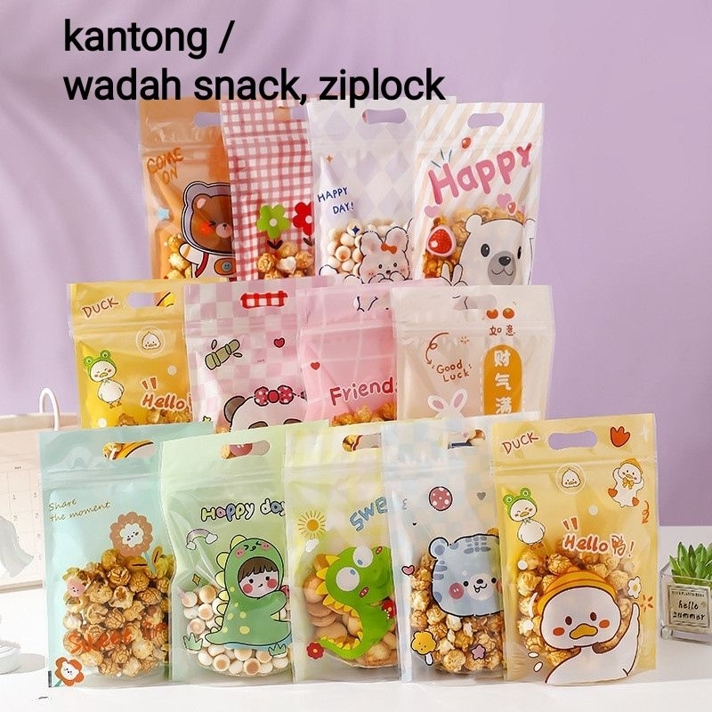 

Plastik Klip Ziplock Motif Plastik Standing Pouch Lucu Zipper Bag Motif Cookies Bag Plastik Snack