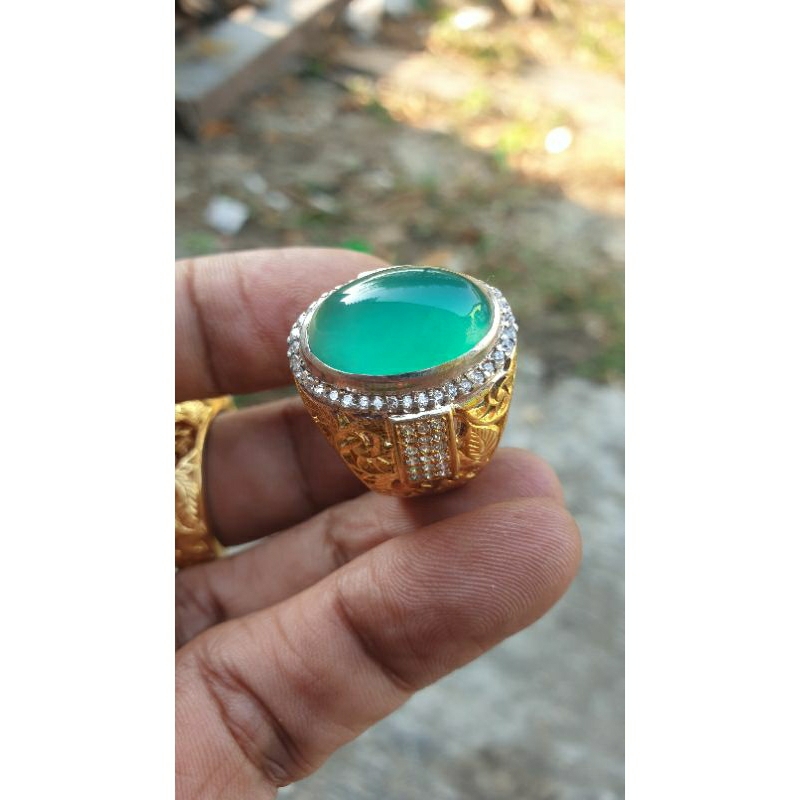 Kristal bacan doko asli giwang joss ring perak