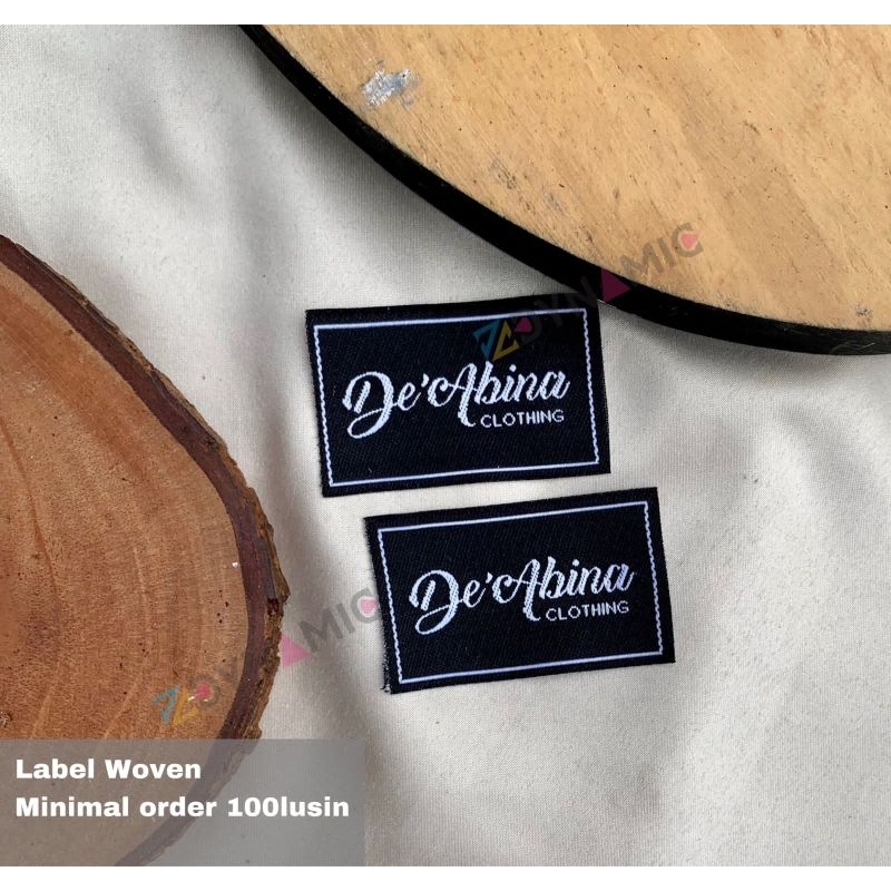 label woven bordir rajut ukuran 3,5x5 cm minimal order 100 lusin(1200pcs) free hotcut/potong, free d
