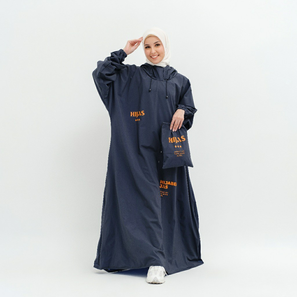 HITAM MSLM Outdoor Jas Hujan Ponco Gamis Syar i Muslimah Hijab Hijaz / Jas Hujan Ponco / Jas Hujan G