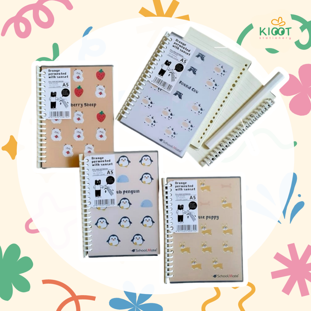 

Kioot - Buku Tulis Spiral A5 Notebook Notepad Ring Refill Catatan Motif Warna Aesthetic SM-9004