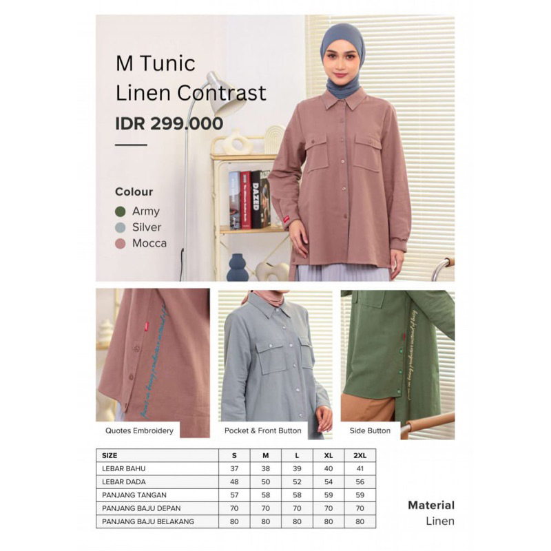 M TUNIC LINEN CONTRAST (tunic DAUKY)