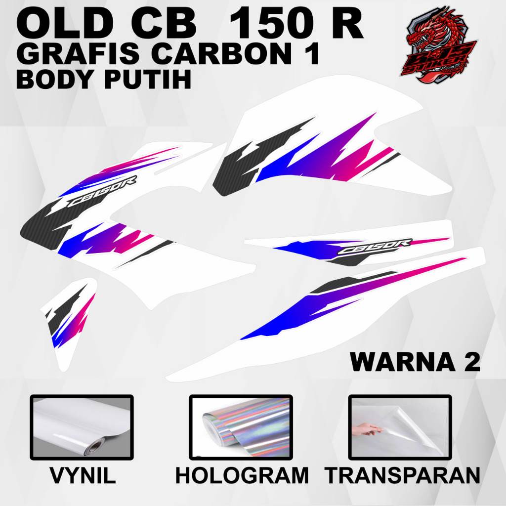 Sticker Striping Old CB 150 r v2 CB150r Lama carbon 1 body cerah ( putih )