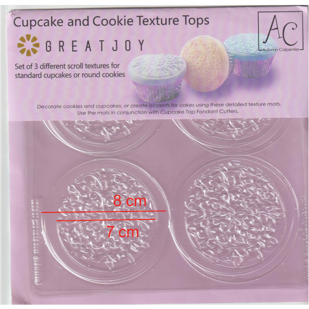 3 Motif Embosser Texturizer untuk cupcake cookies ukuran 8 cm