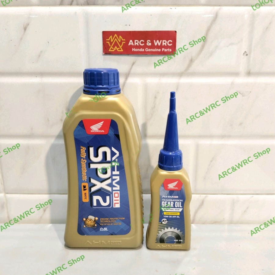 Oli Mesin SPX2 Paket Oli Mesin SPX2 0,8L & Oli Gardan SPX Matic Oren Full Synthetic AHM Honda SPX2 0