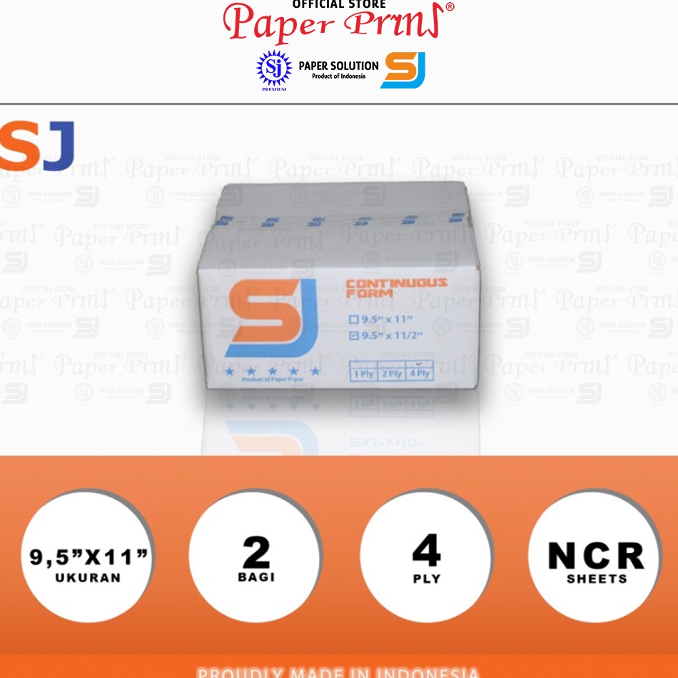 

SJ Orange Kertas Continuous Form 4PLY NCR PRS 95 x 112 Bagi 2 MNS999738