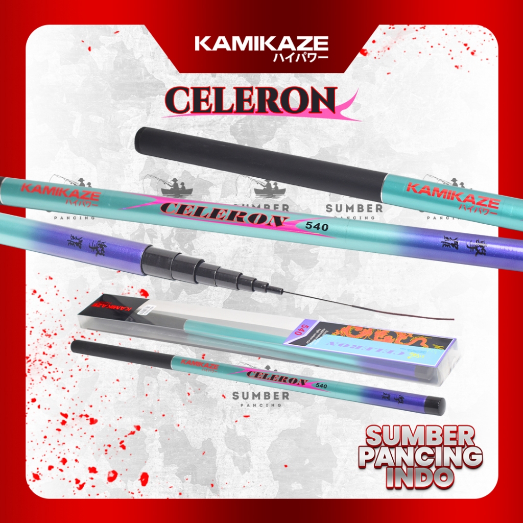 KAMIKAZE Joran Pancing Tegek CELERON 240cm - 720cm Bahan Carbon Ruas Pendek Mudah Untuk Dibawa Ringa