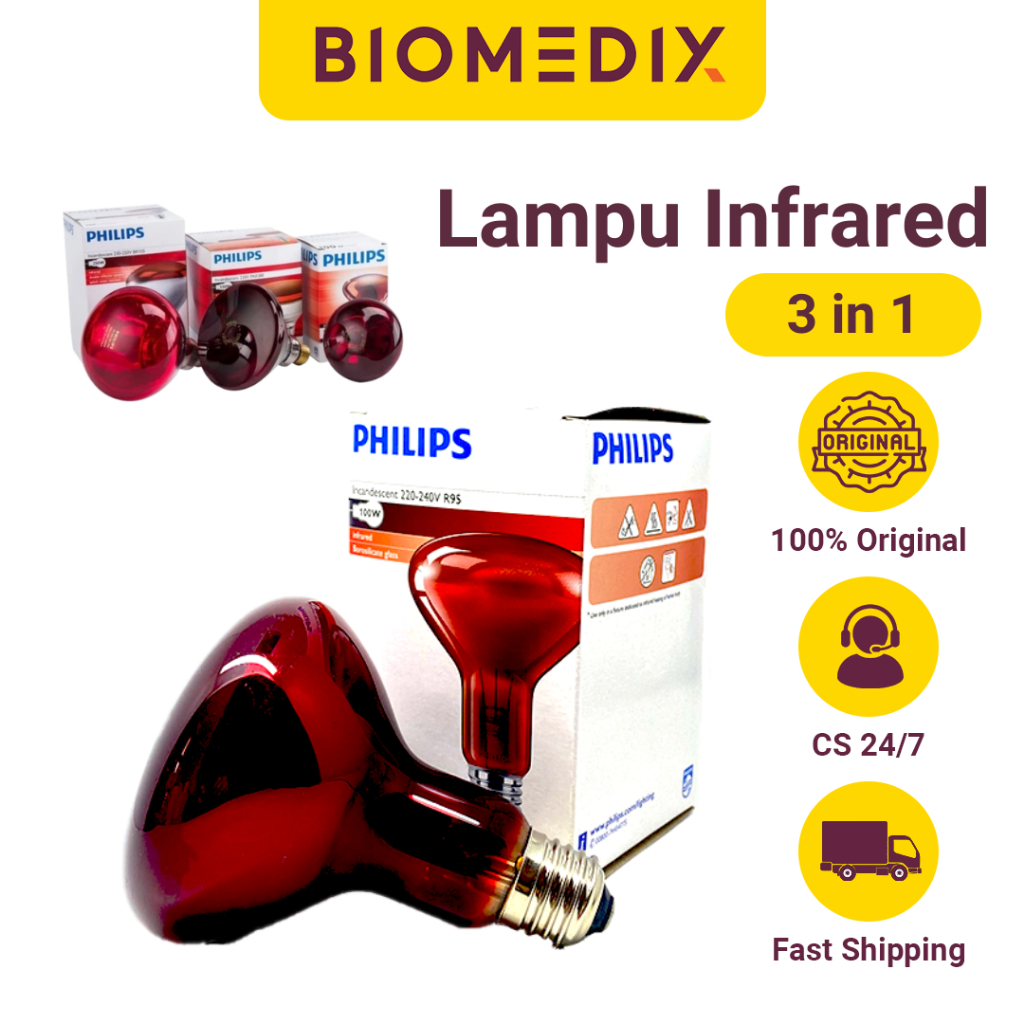 Lampu Terapi Infrared Philips / Bohlam Lampu Terapi Infrared 100 Watt / Lampu Infrared Philips / Lam