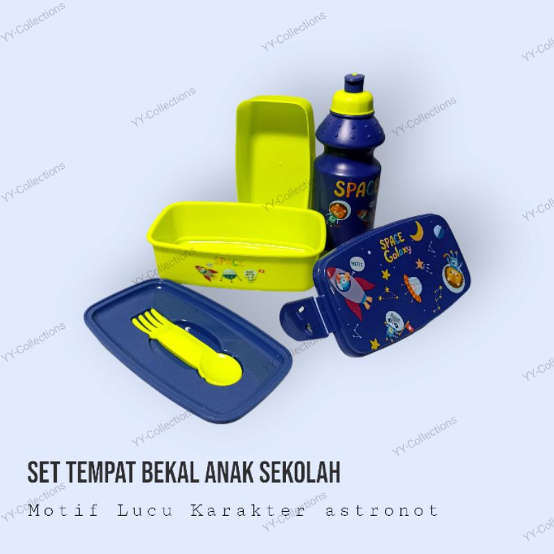 Tempat makan dan botol minum anak/set tempat makan dan botol minum/kotak makan set dan botol minum