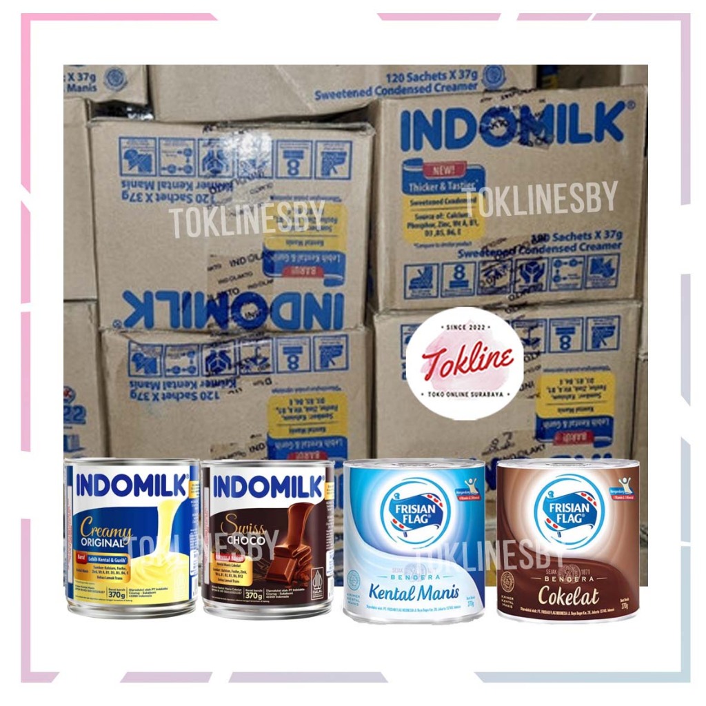 

[ 1 Karton isi 48 Kaleng ] Indomilk Frisian Flag Kaleng Krimer Susu Kental Manis SKM Putih Coklat 370ml