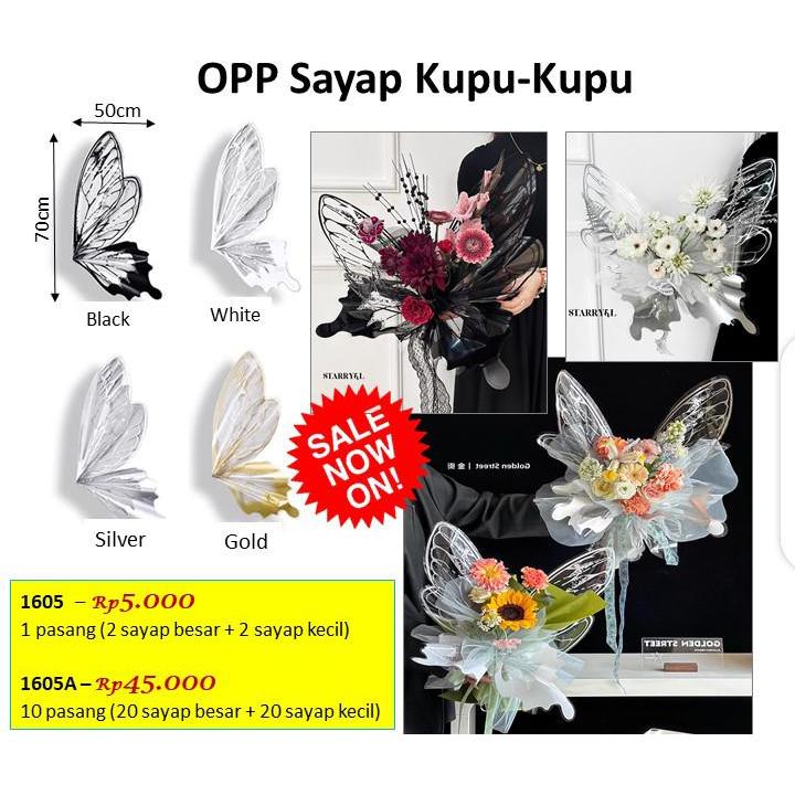 

cellophane butterfly - opp sayap kupu-kupu plastik - tissue buket bunga isi 10pasang(1605A)